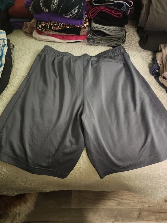 Adidas Men’s Gray Athletic Shorts with White Stripes - Picture 2 of 5